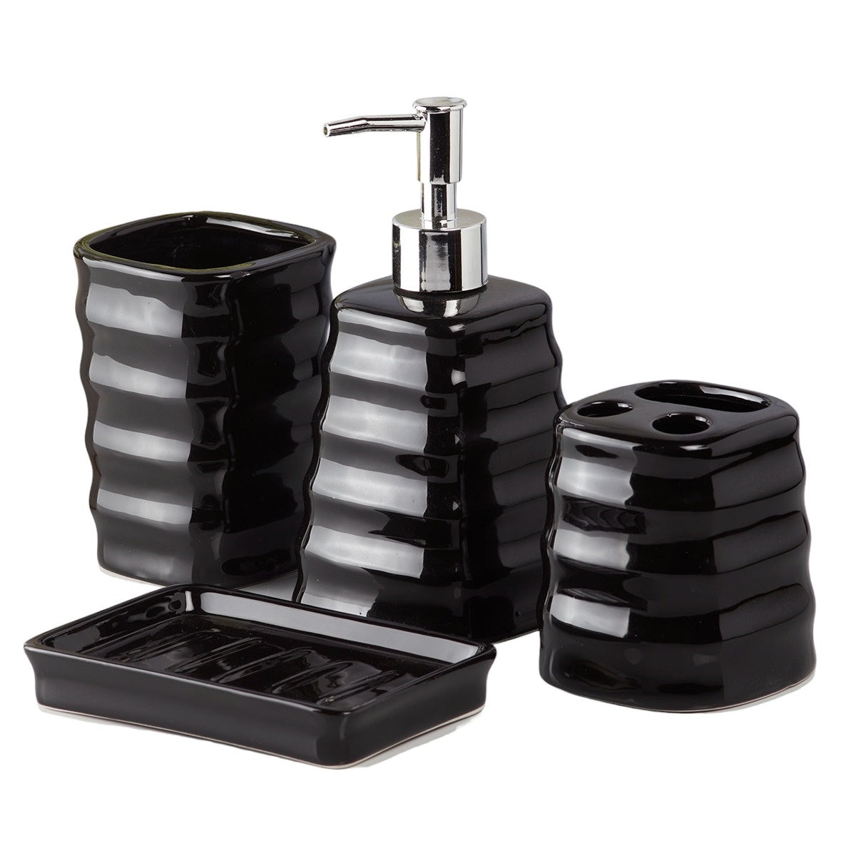 Ceramic Bathroom Set of 4 with Soap Dispenser (V-CBS-010-3)