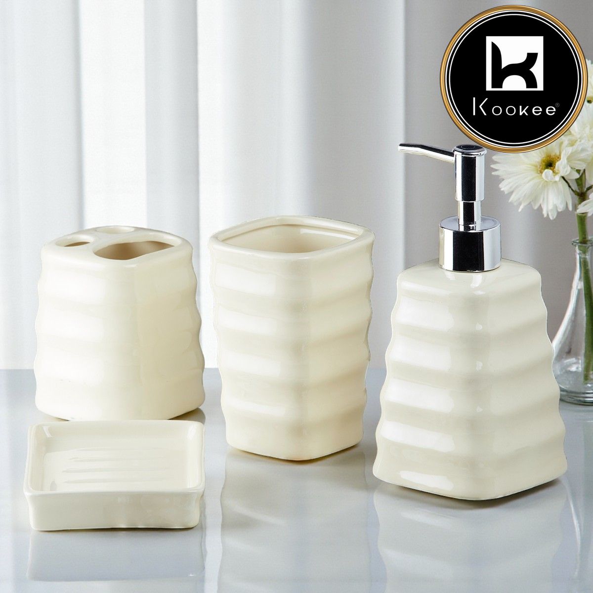 Kookee Ceramic Bathroom Sets, Off White, ART10110