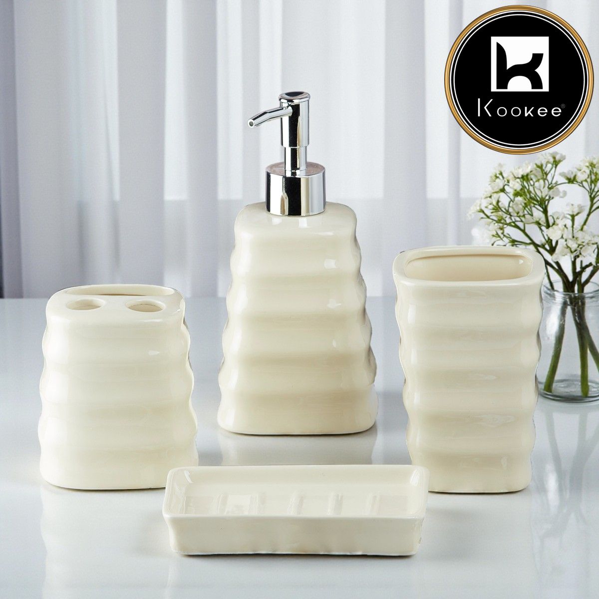 Kookee Ceramic Bathroom Sets, Off White, ART10110
