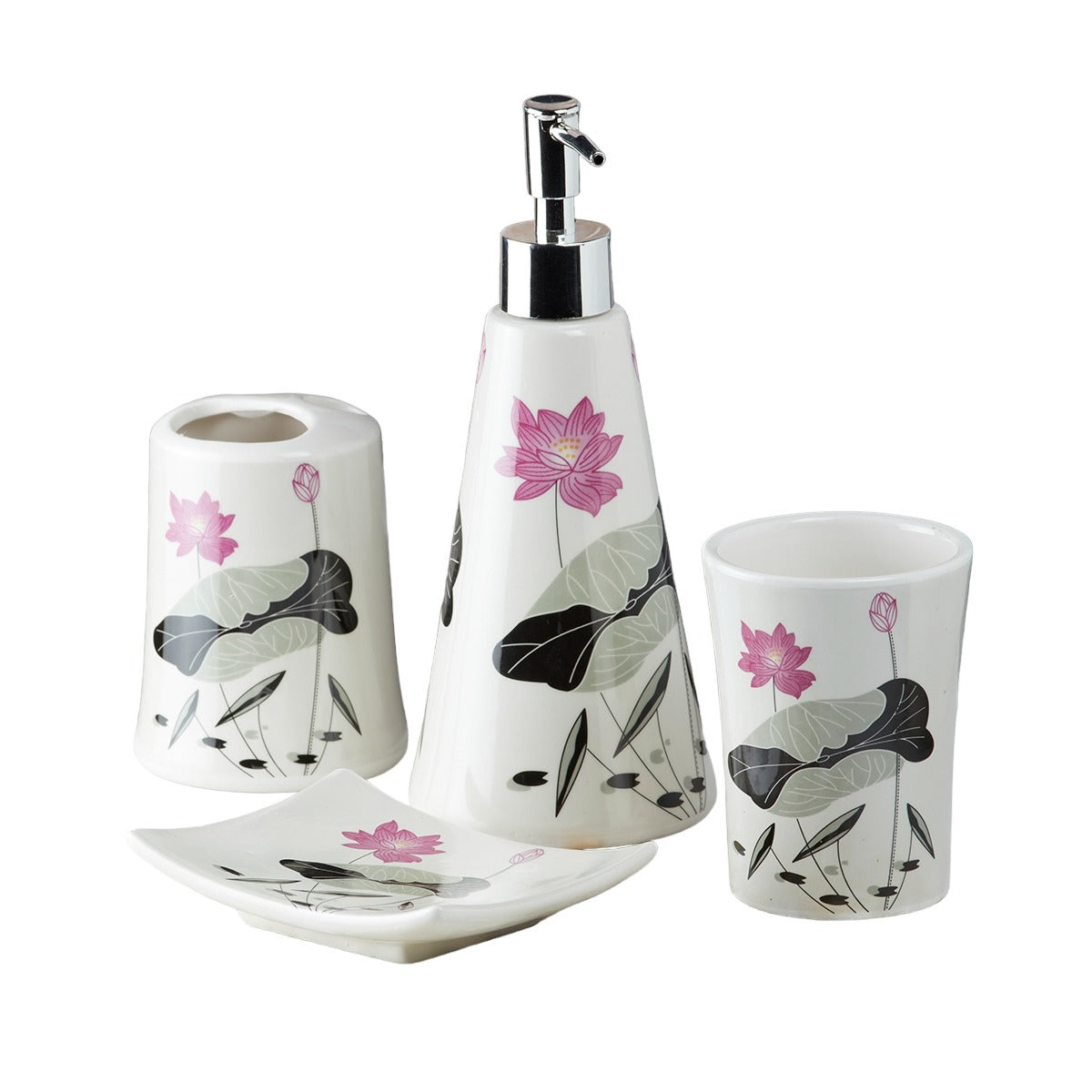 Kookee Ceramic Bathroom Sets, White, ART10116