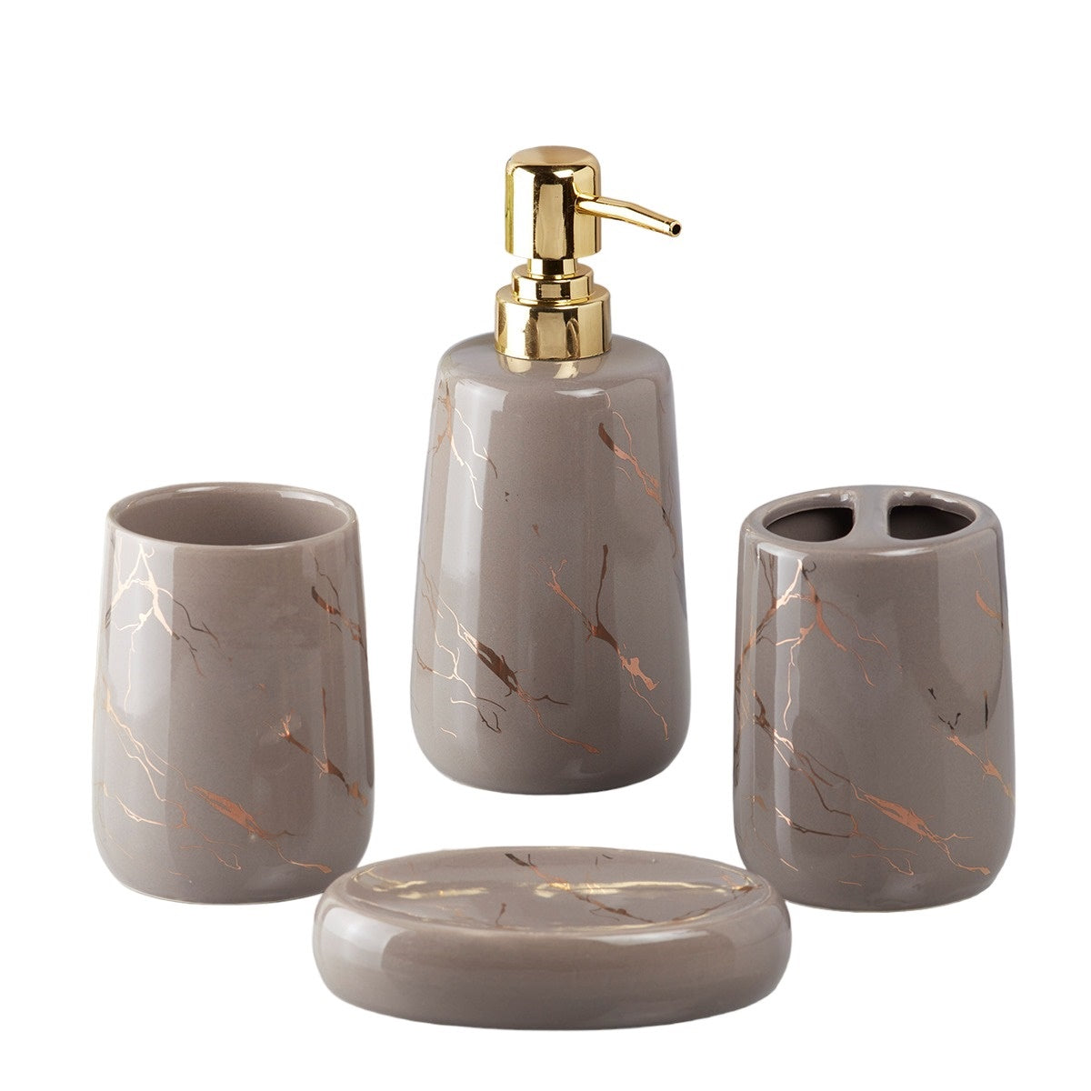 Ceramic Bathroom Set of 4 with Soap Dispenser (10119)