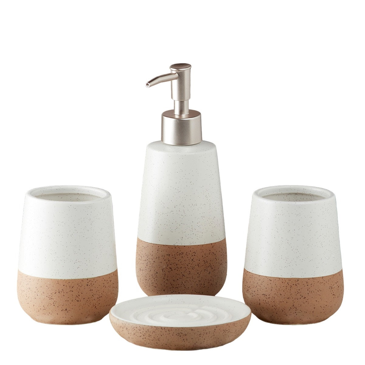 Kookee Ceramic Bathroom Sets, Brown, ART10123