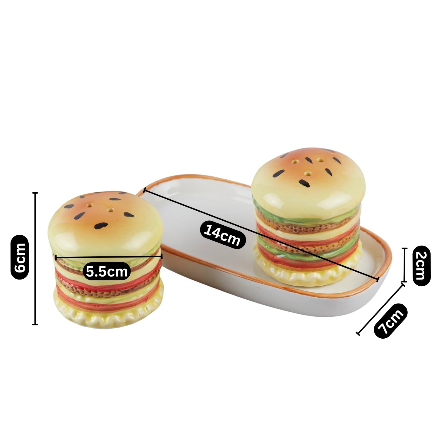 Ceramic Salt Pepper Container Set with tray (V-SALT-015-1)