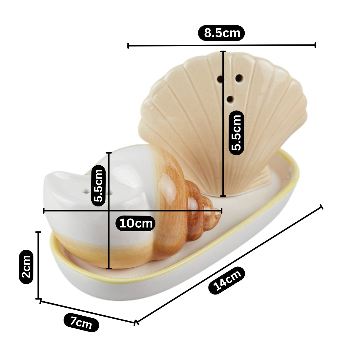 Ceramic Salt Pepper Container Set with tray (10147)