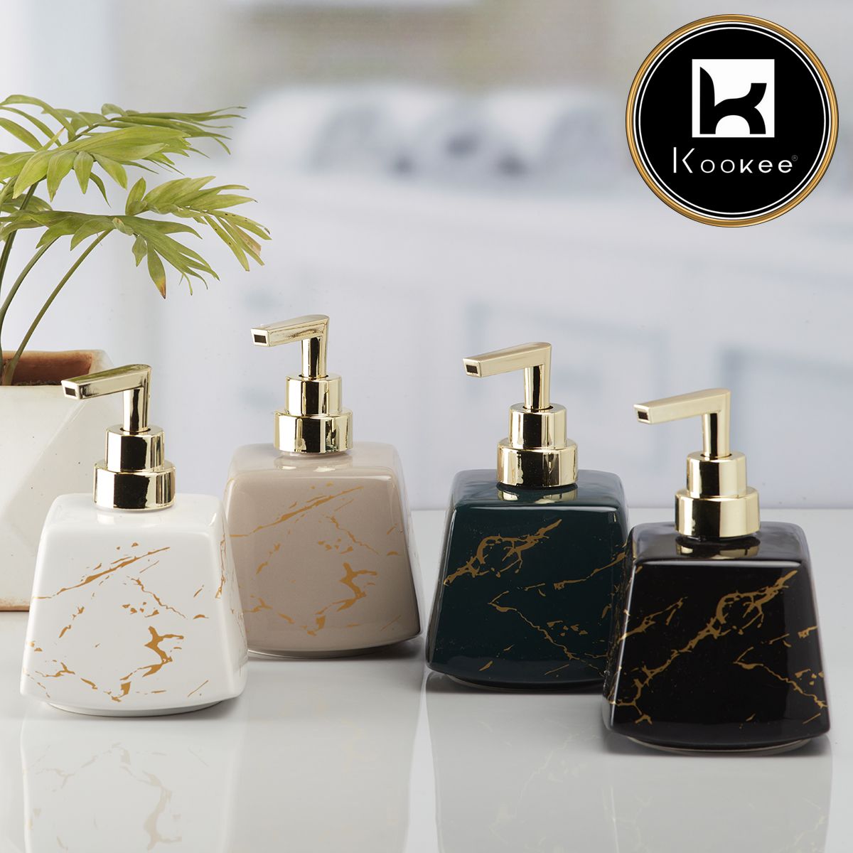 Kookee Ceramic Soap Dispensers, Grey, ART10152
