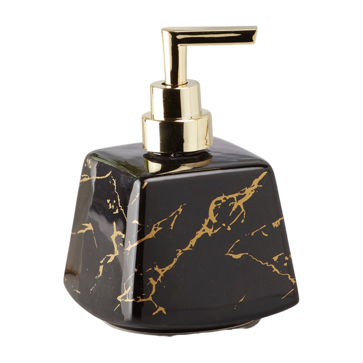 Ceramic Soap Dispenser for handwash, Black/Gold, (Set of 1) (10153)
