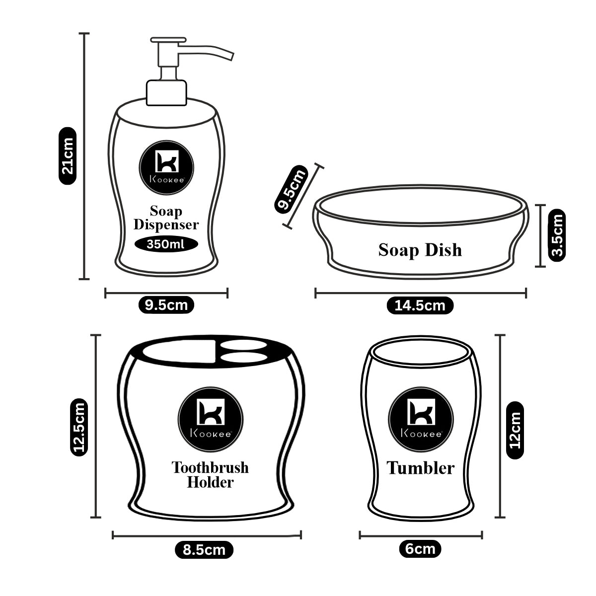 Kookee Ceramic Bathroom Sets, Blue, ART10155