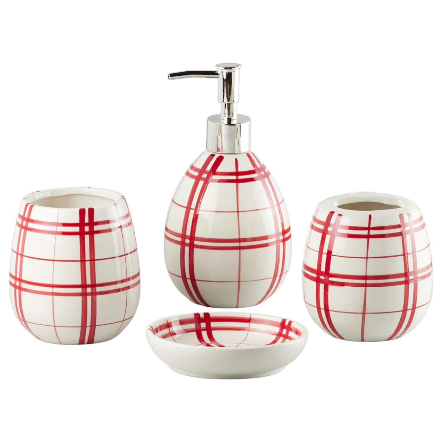 Kookee Ceramic Bathroom Sets, Red, ART10157