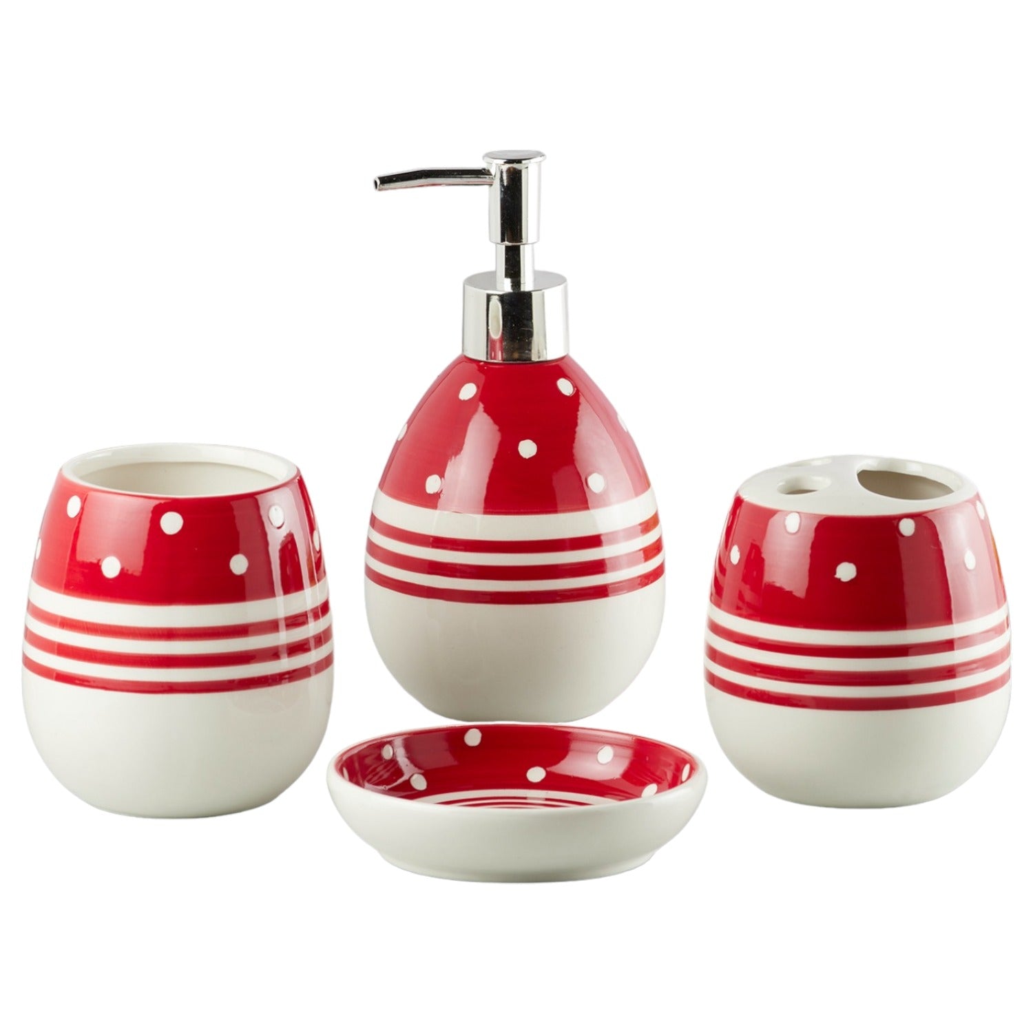 Kookee Ceramic Bathroom Sets, Red, ART10159