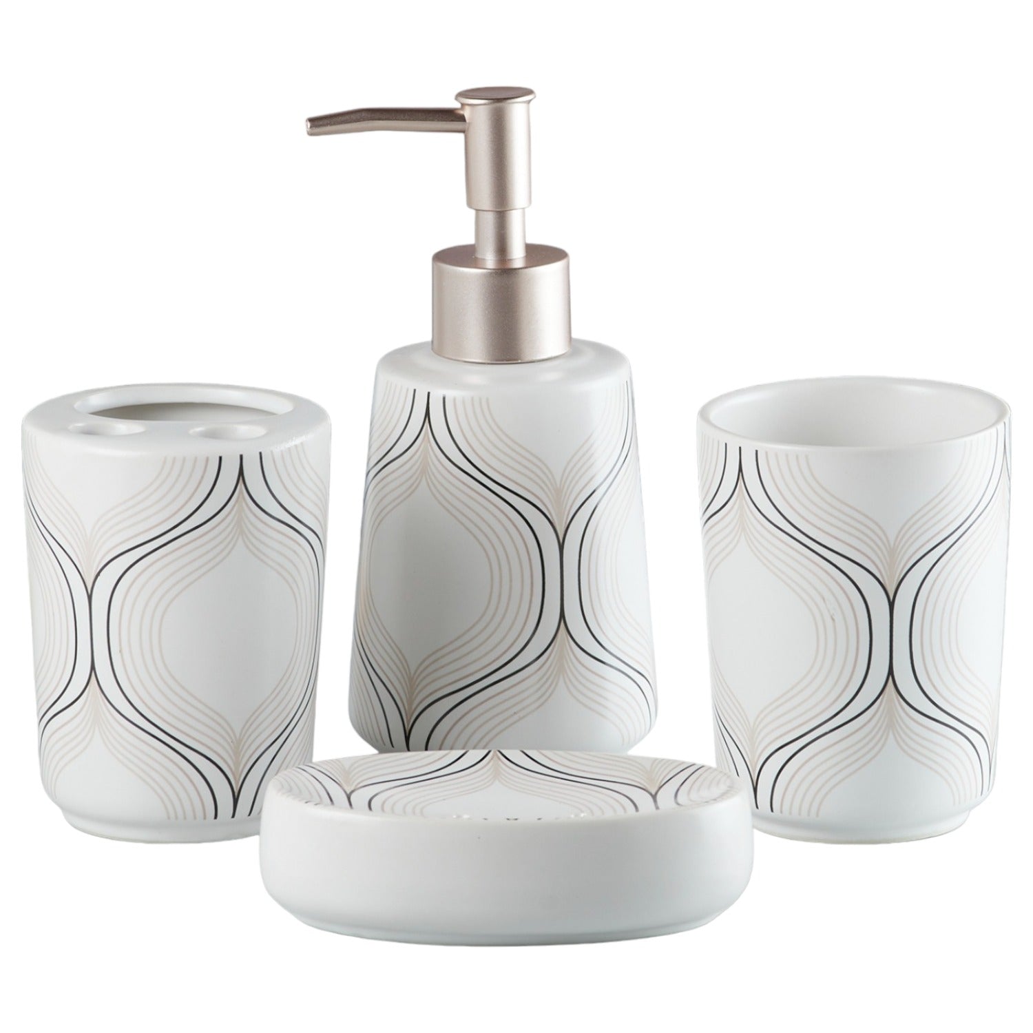 Kookee Ceramic Bathroom Sets, White, ART10167