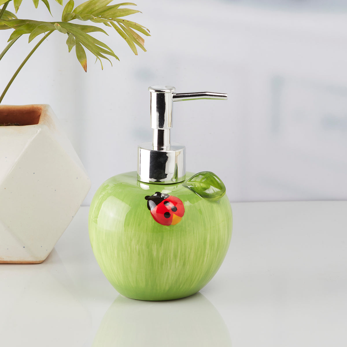 Ceramic Soap Dispenser handwash Pump for Bathroom, Set of 1, Red (10171)