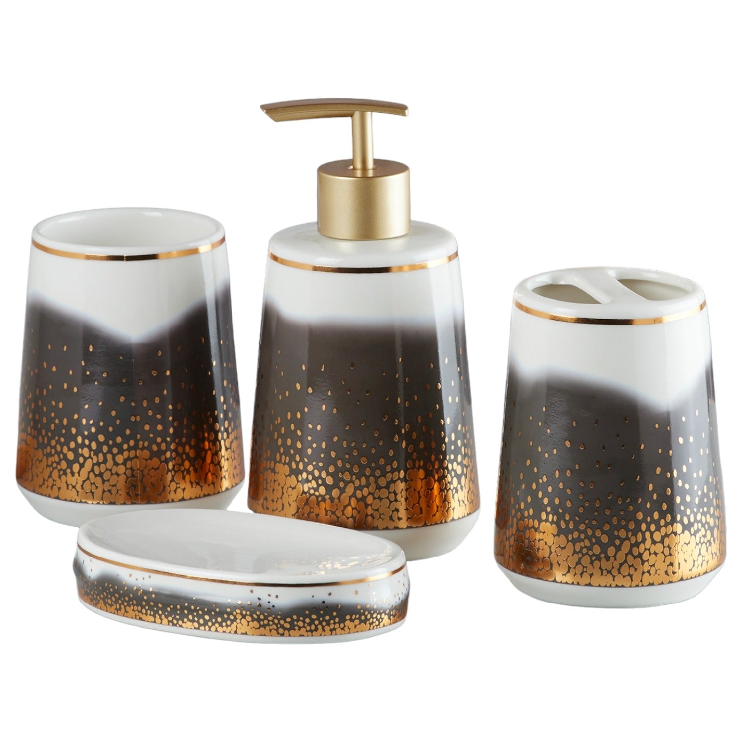 Ceramic Bathroom Set of 4 with Soap Dispenser (10177)