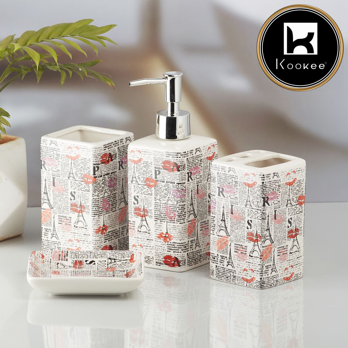 Kookee Ceramic Bathroom Sets, Multi, ART10190