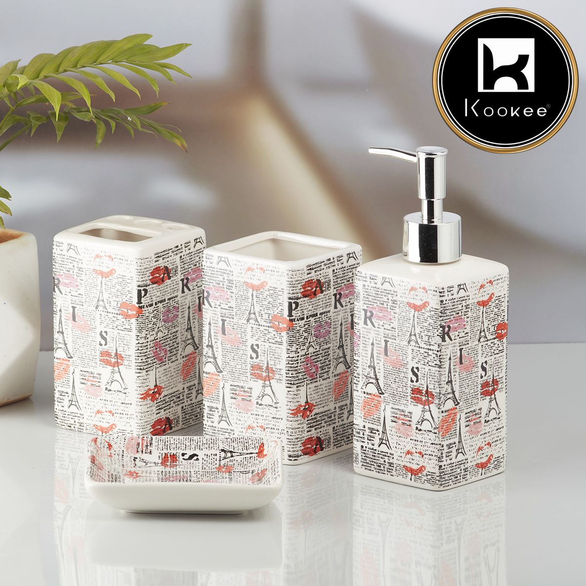 Kookee Ceramic Bathroom Sets, Multi, ART10190