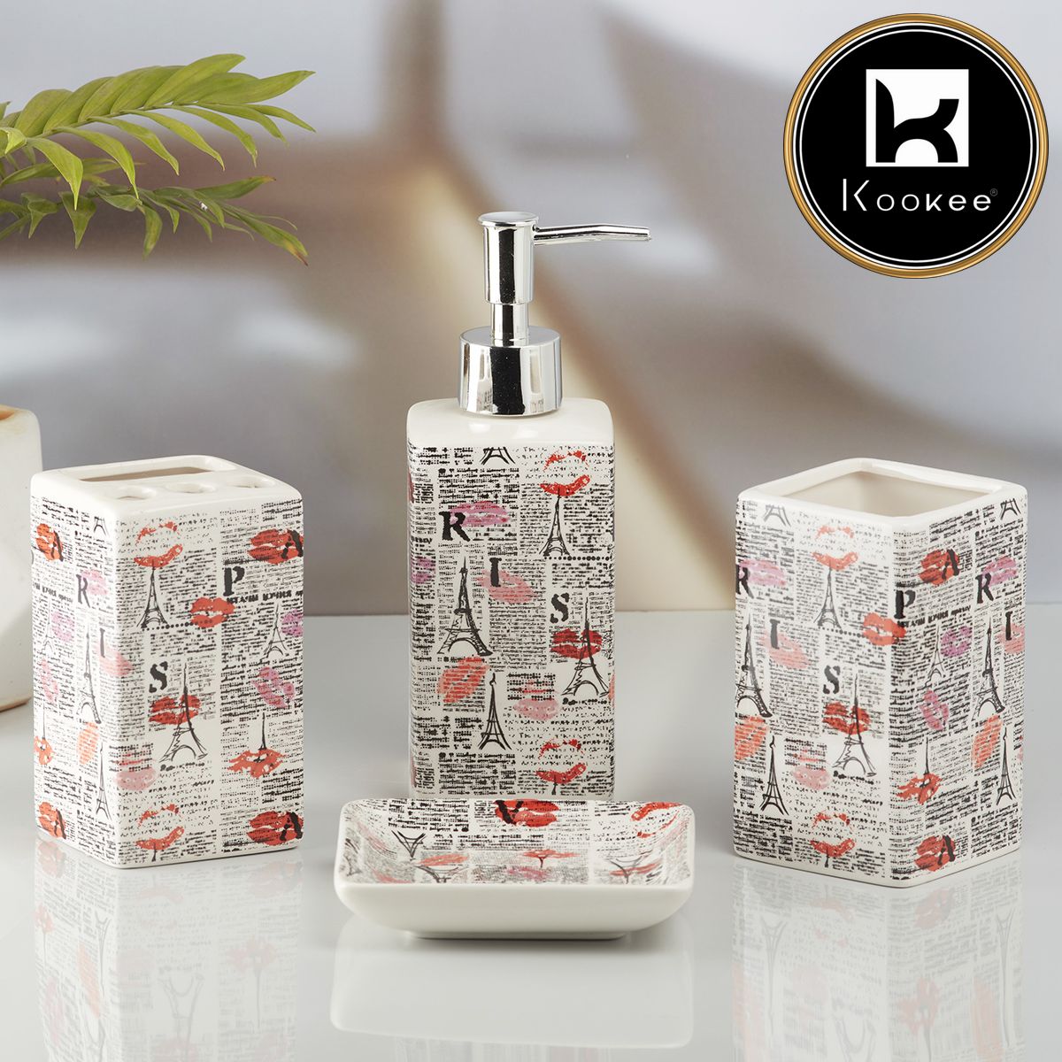 Kookee Ceramic Bathroom Sets, Multi, ART10190