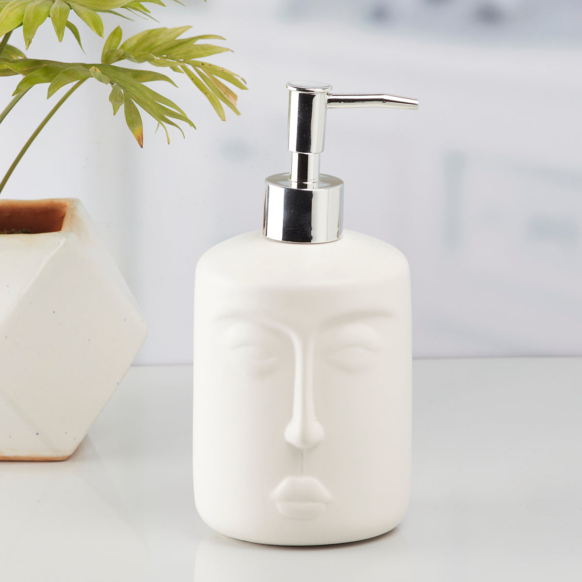 Ceramic Soap Dispenser for handwash for Bathroom, White (Set of 1) (10194)