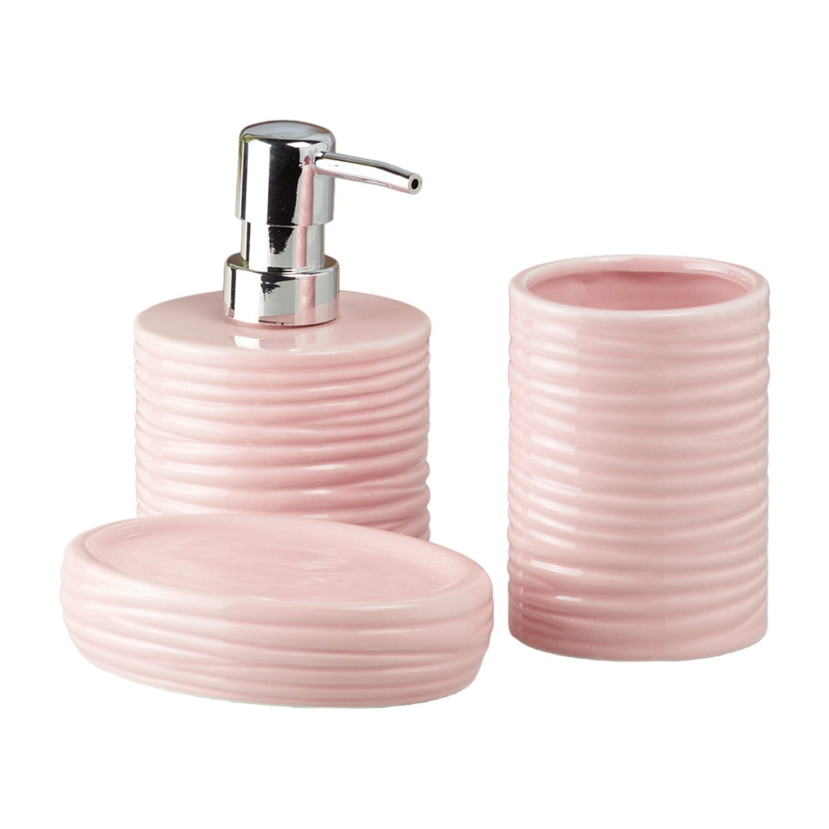 Kookee Ceramic Bathroom Sets, Pink, ART10196