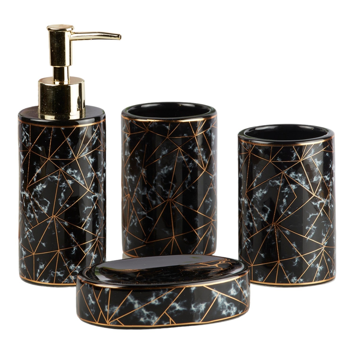 Ceramic Bathroom Set of 4 with Soap Dispenser (V-CBS-011-6)