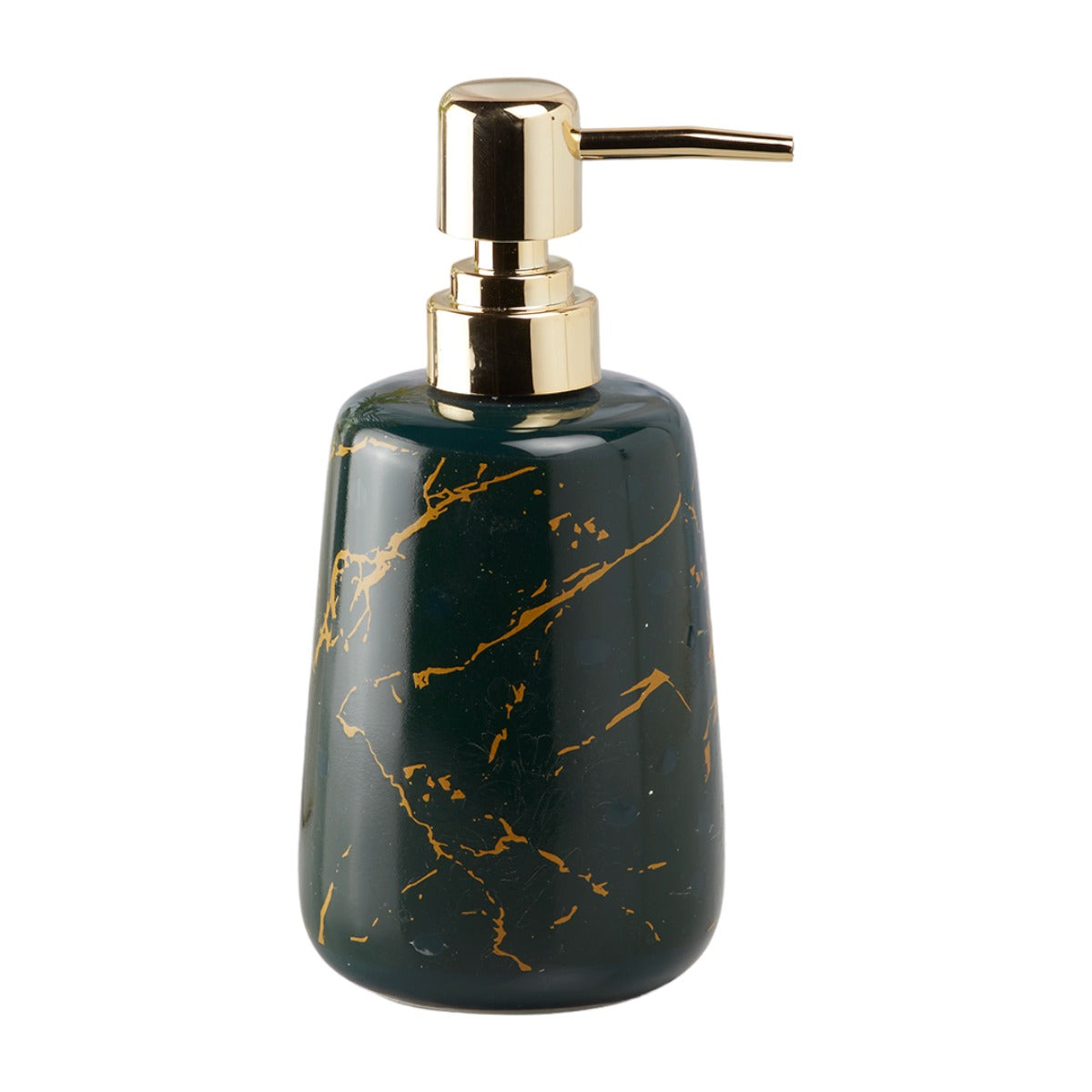Ceramic Soap Dispenser for handwash for Bathroom, Green/Gold, (Set of 1) (10200)