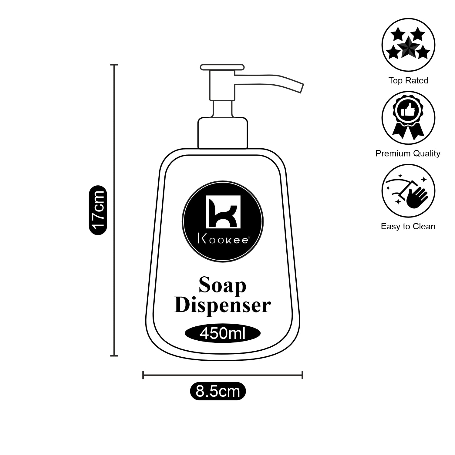 Kookee Ceramic Soap Dispensers, Black, ART10202