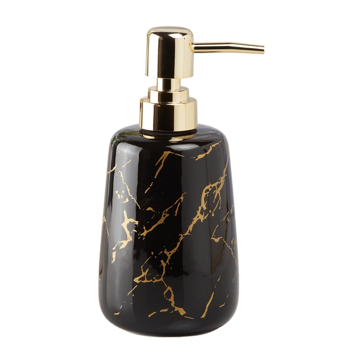 Ceramic Soap Dispenser for handwash for Bathroom, Black/Gold, (Set of 1) (10202)