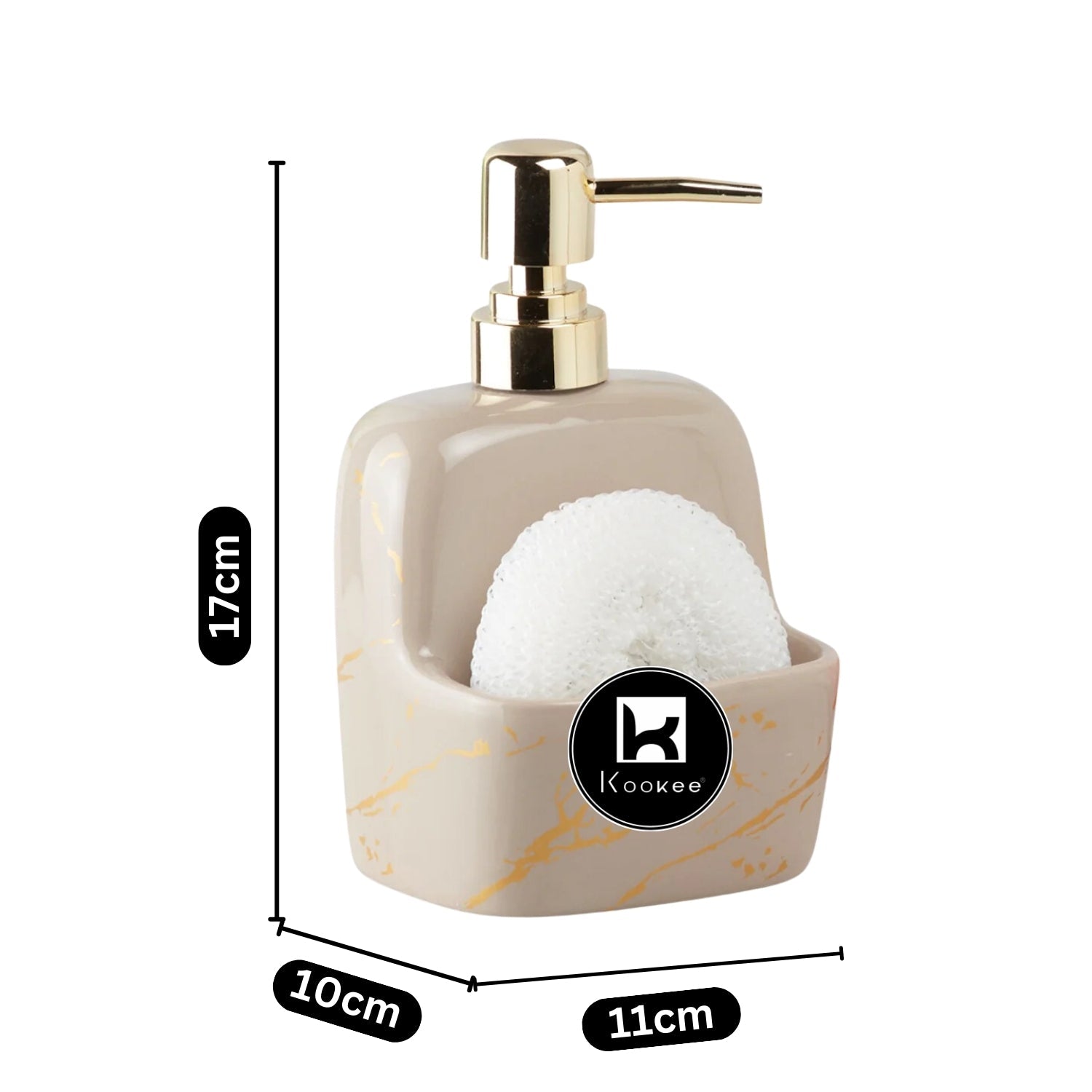 Ceramic Soap Dispenser for handwash for Bathroom, Beige, (Set of 1) (10205)