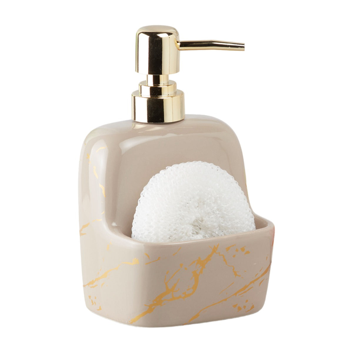 Ceramic Soap Dispenser for handwash for Bathroom, Beige, (Set of 1) (10205)