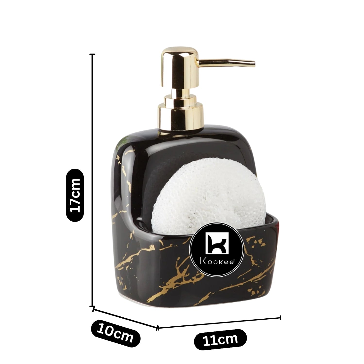 Ceramic Soap Dispenser for handwash for Bathroom, Black/Gold, (Set of 1) (10207)