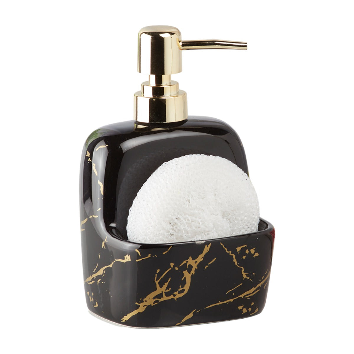 Ceramic Soap Dispenser for handwash for Bathroom, Black/Gold, (Set of 1) (10207)