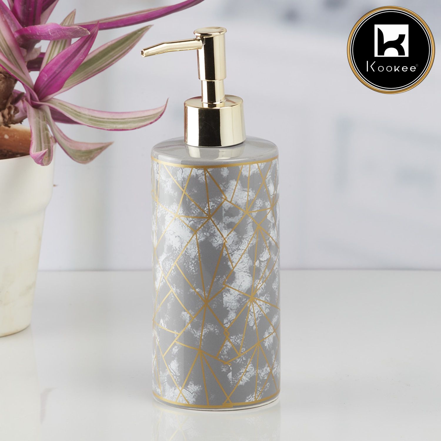 Kookee Ceramic Soap Dispensers, Grey, ART10208