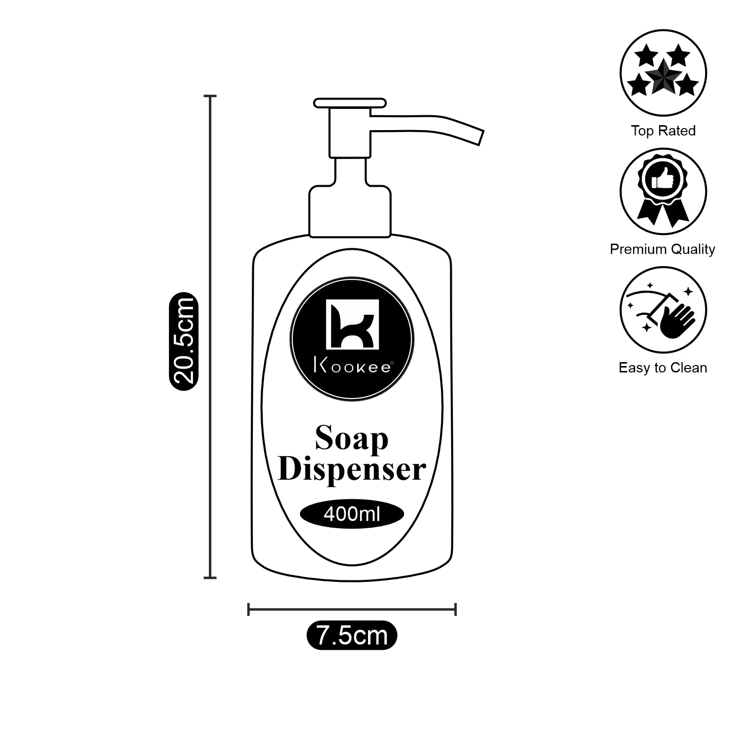 Kookee Ceramic Soap Dispensers, Grey, ART10211