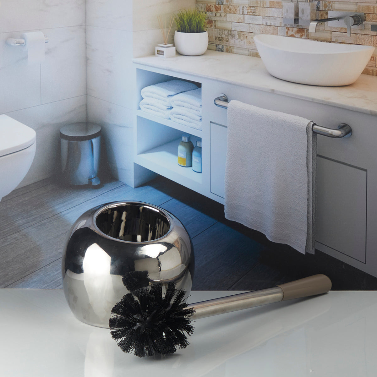 Ceramic Toilet Brush Holder for Bathroom (10221)