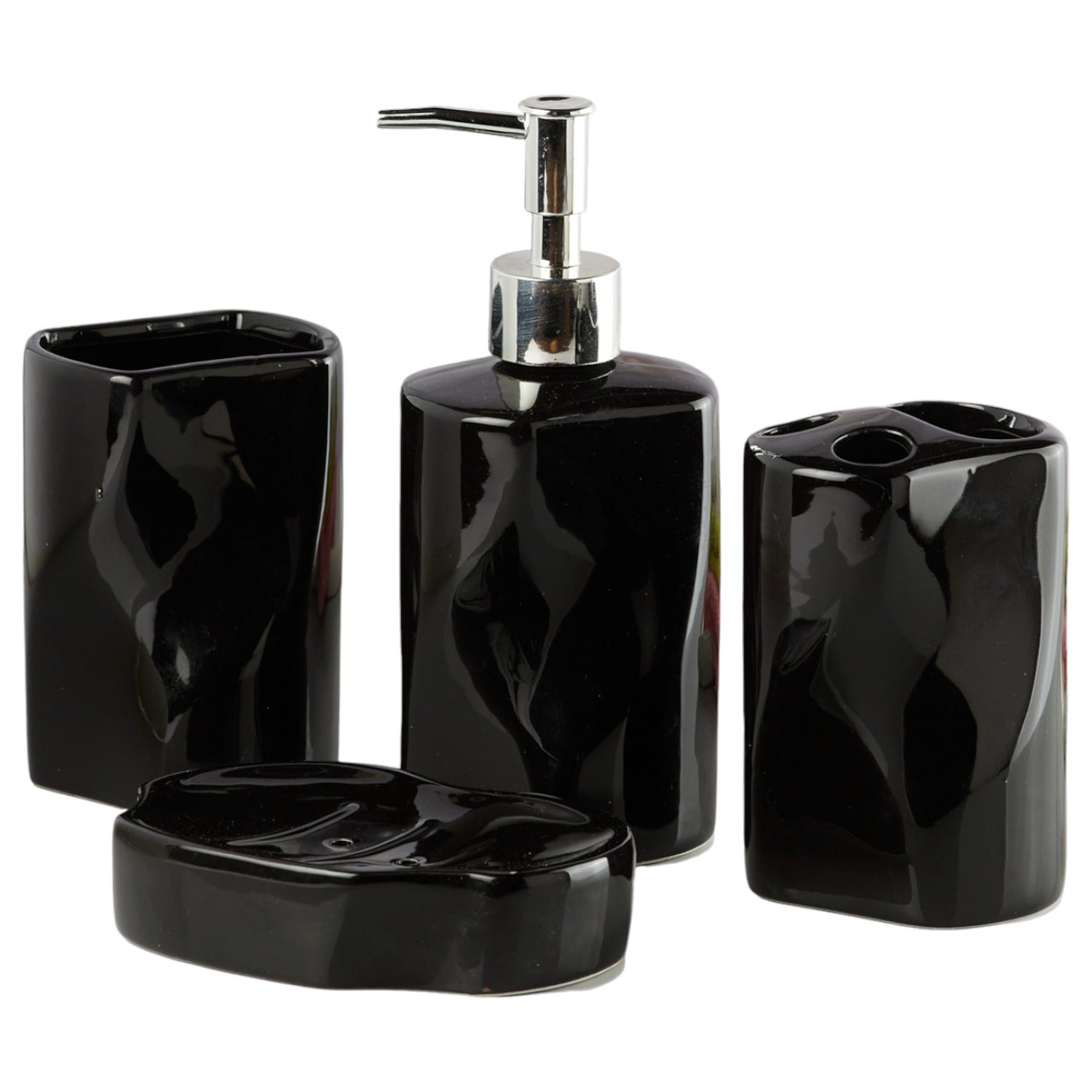 Ceramic Bathroom Set of 4 with Soap Dispenser (10235)
