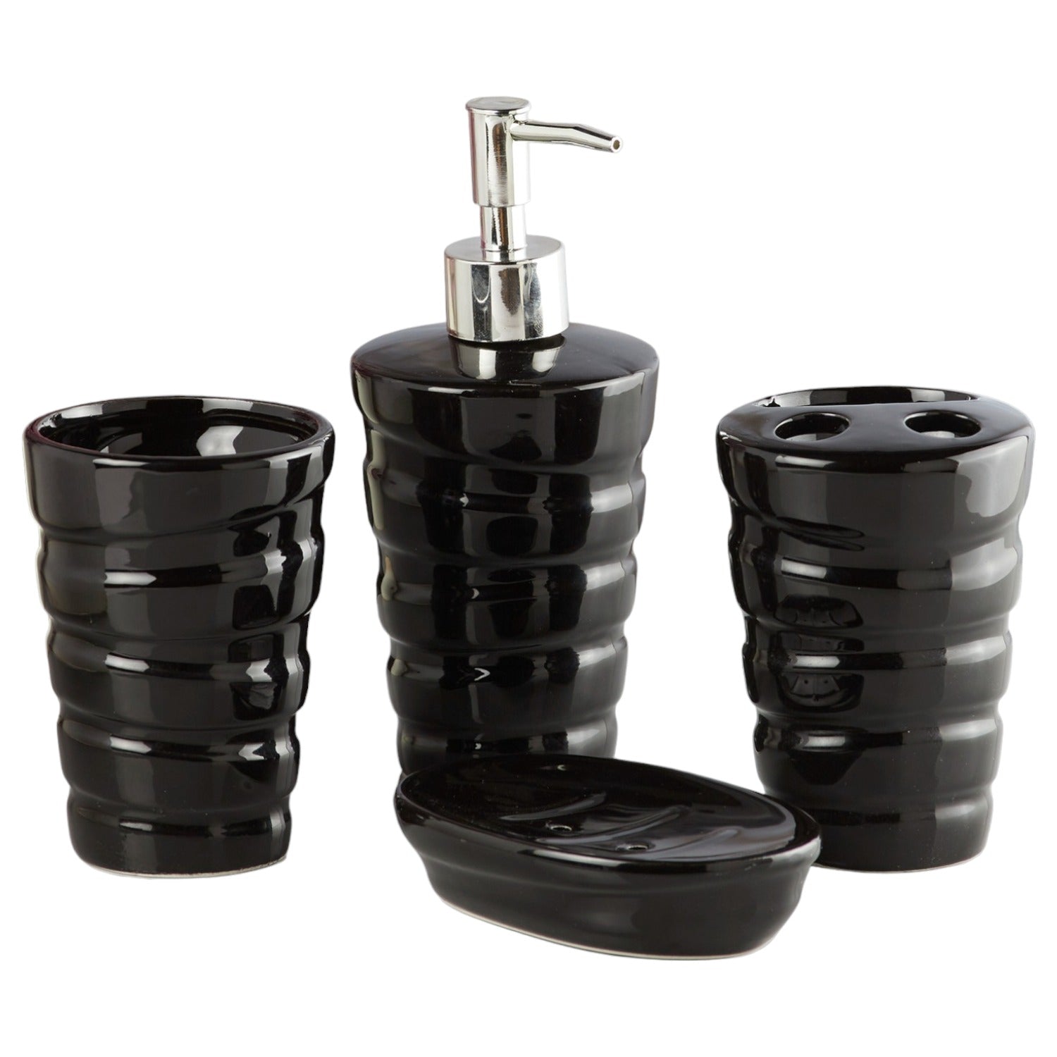 Ceramic Bathroom Set of 4 with Soap Dispenser (V-CBS-092-2)