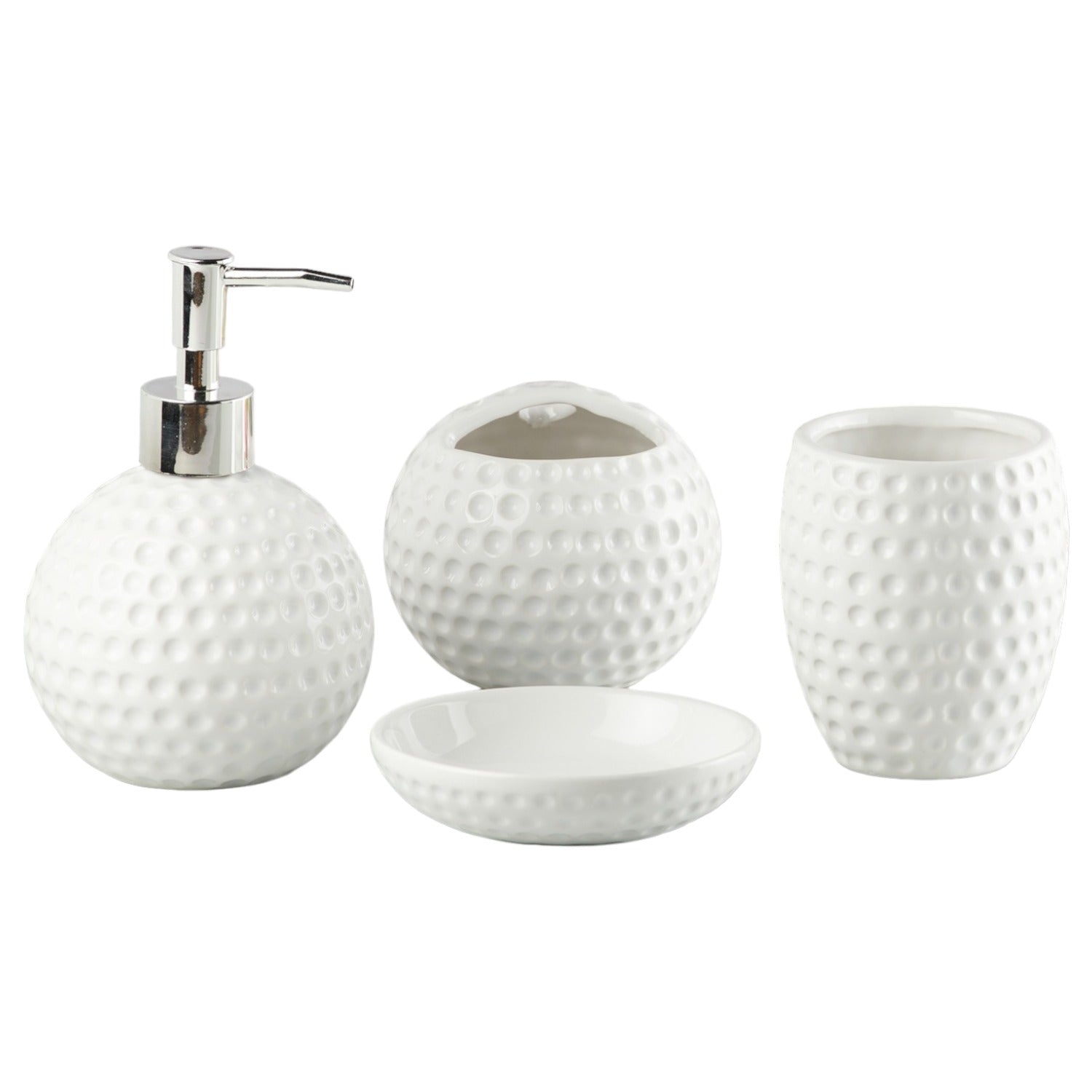 Ceramic Bathroom Set of 4 with Soap Dispenser (10239)