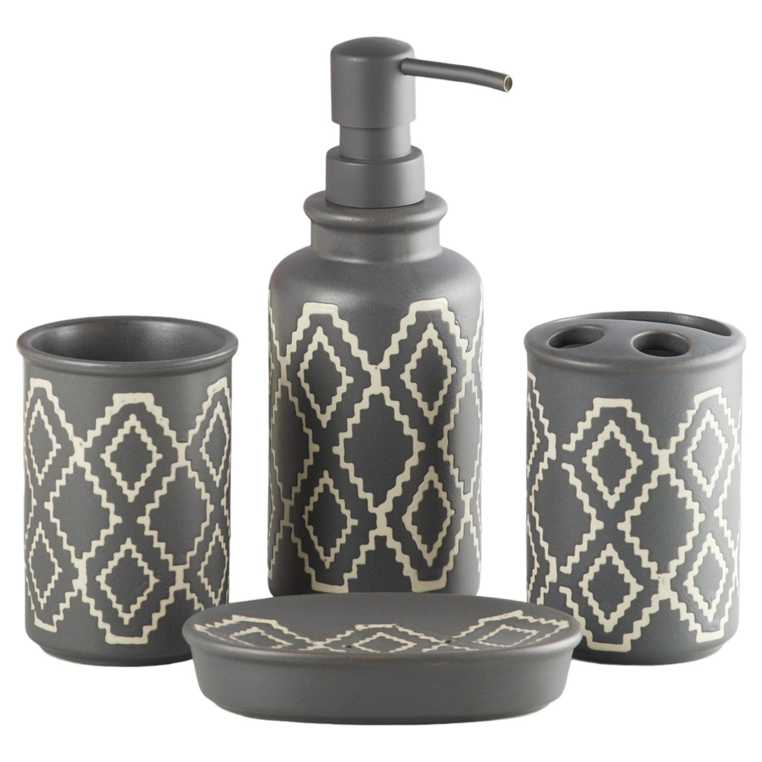 Ceramic Bathroom Set of 4 with Soap Dispenser (10245)