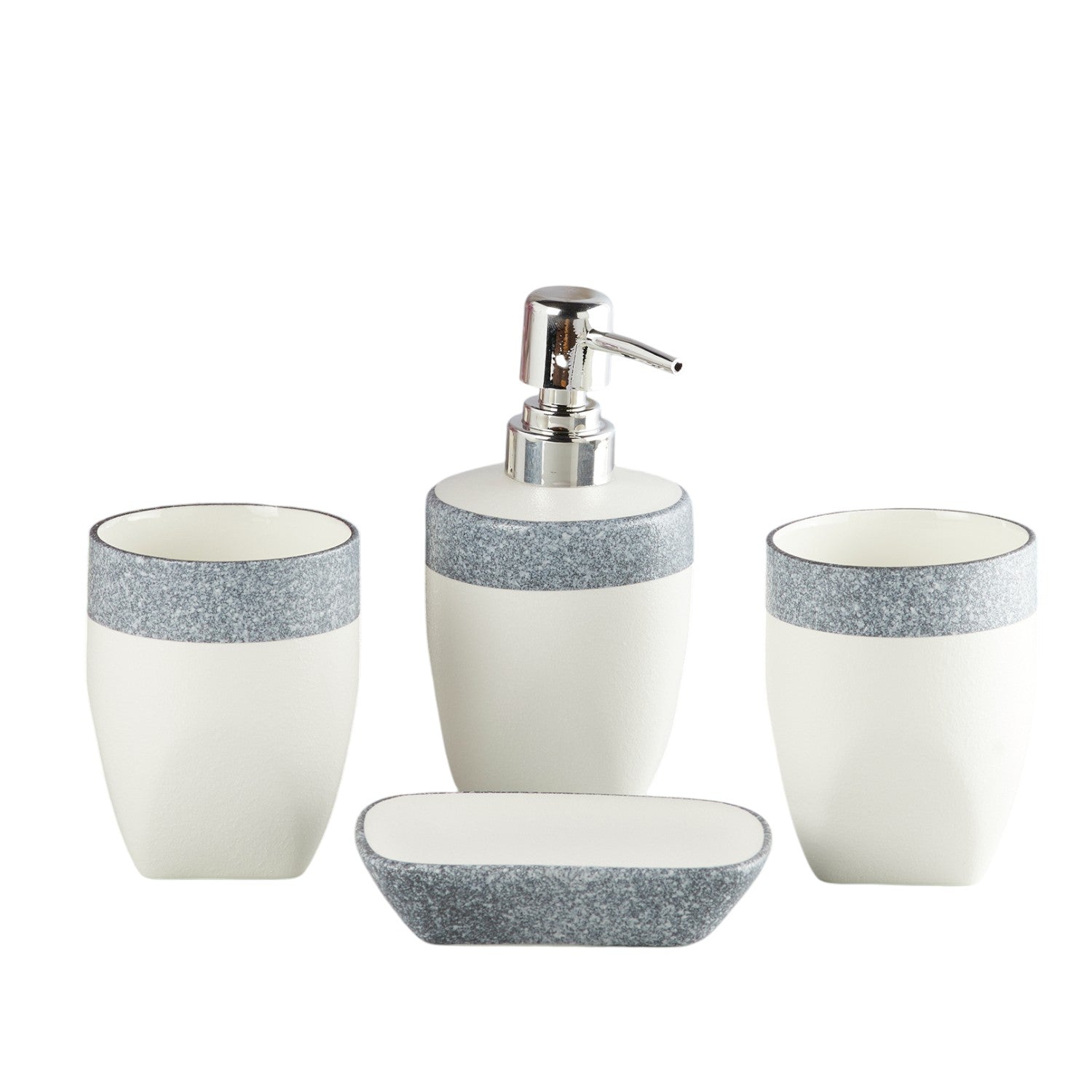 Ceramic Bathroom Accessories Set of 4 with Soap Dispenser (10249)