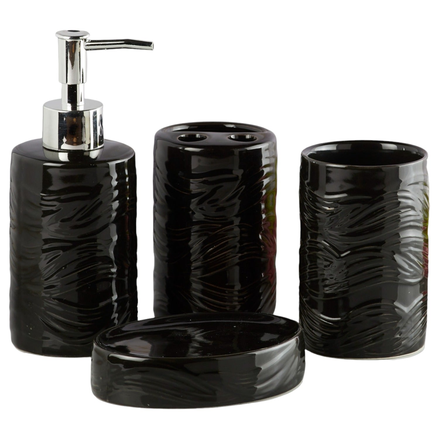 Kookee Ceramic Bathroom Sets, Black, ART10251