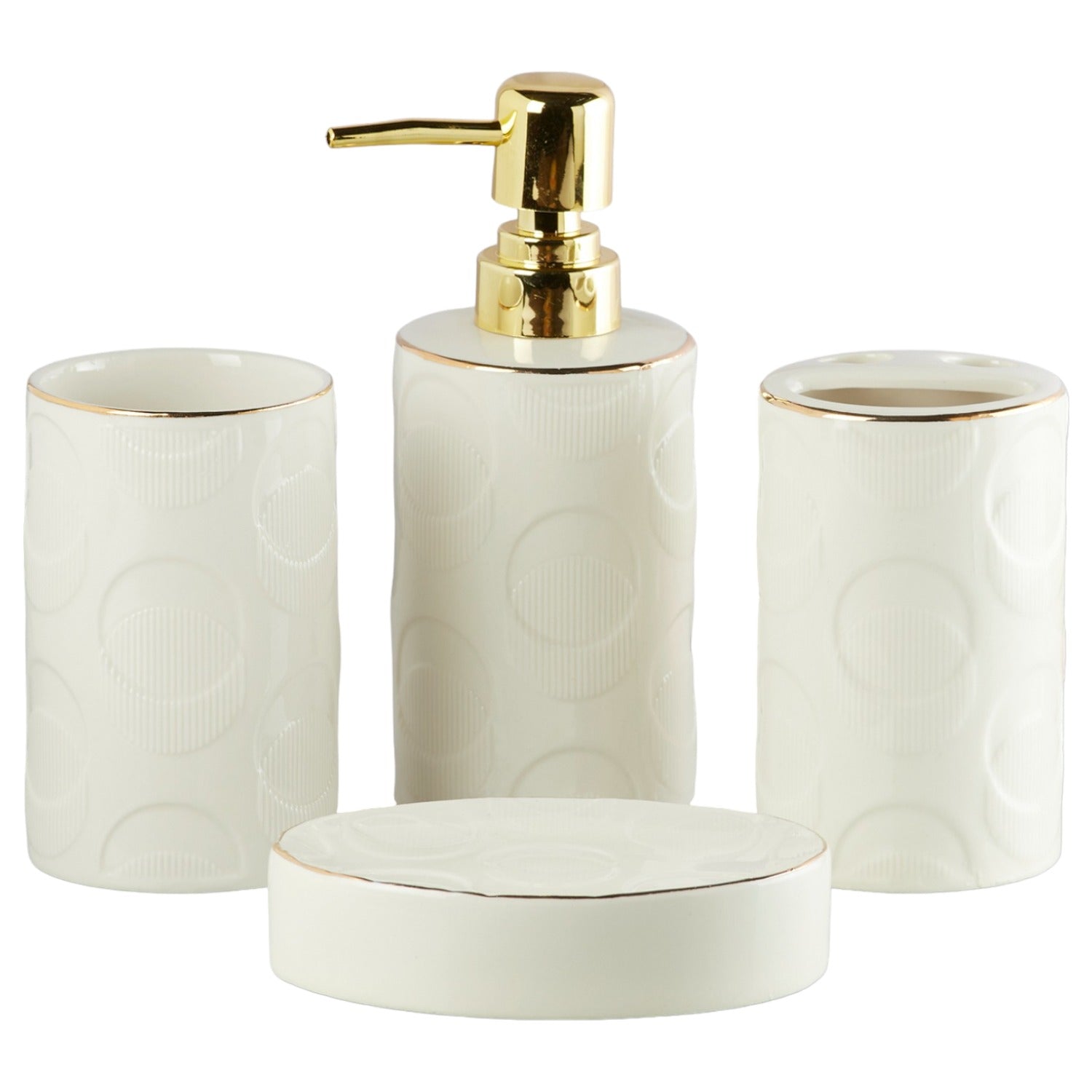 Kookee Ceramic Bathroom Sets, White, ART10254