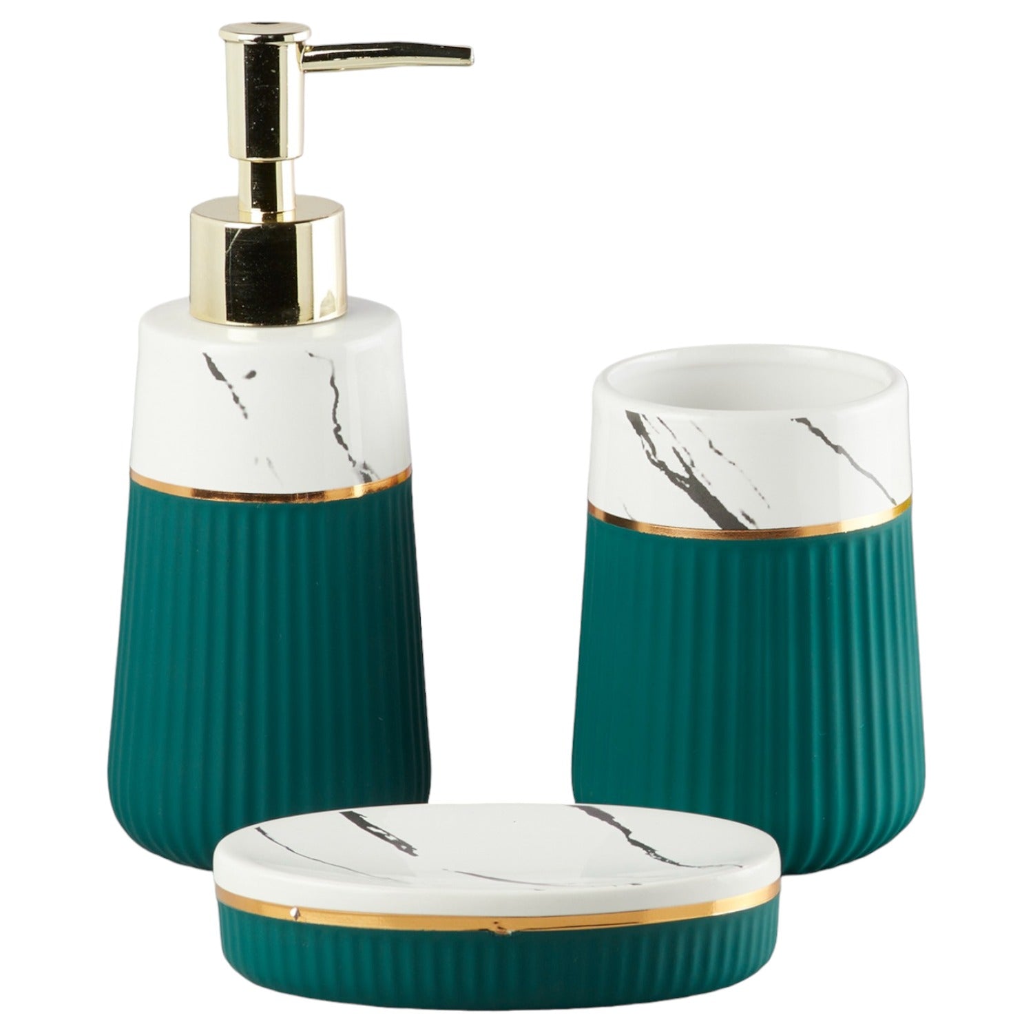 Kookee Ceramic Bathroom Sets, Green, ART10258