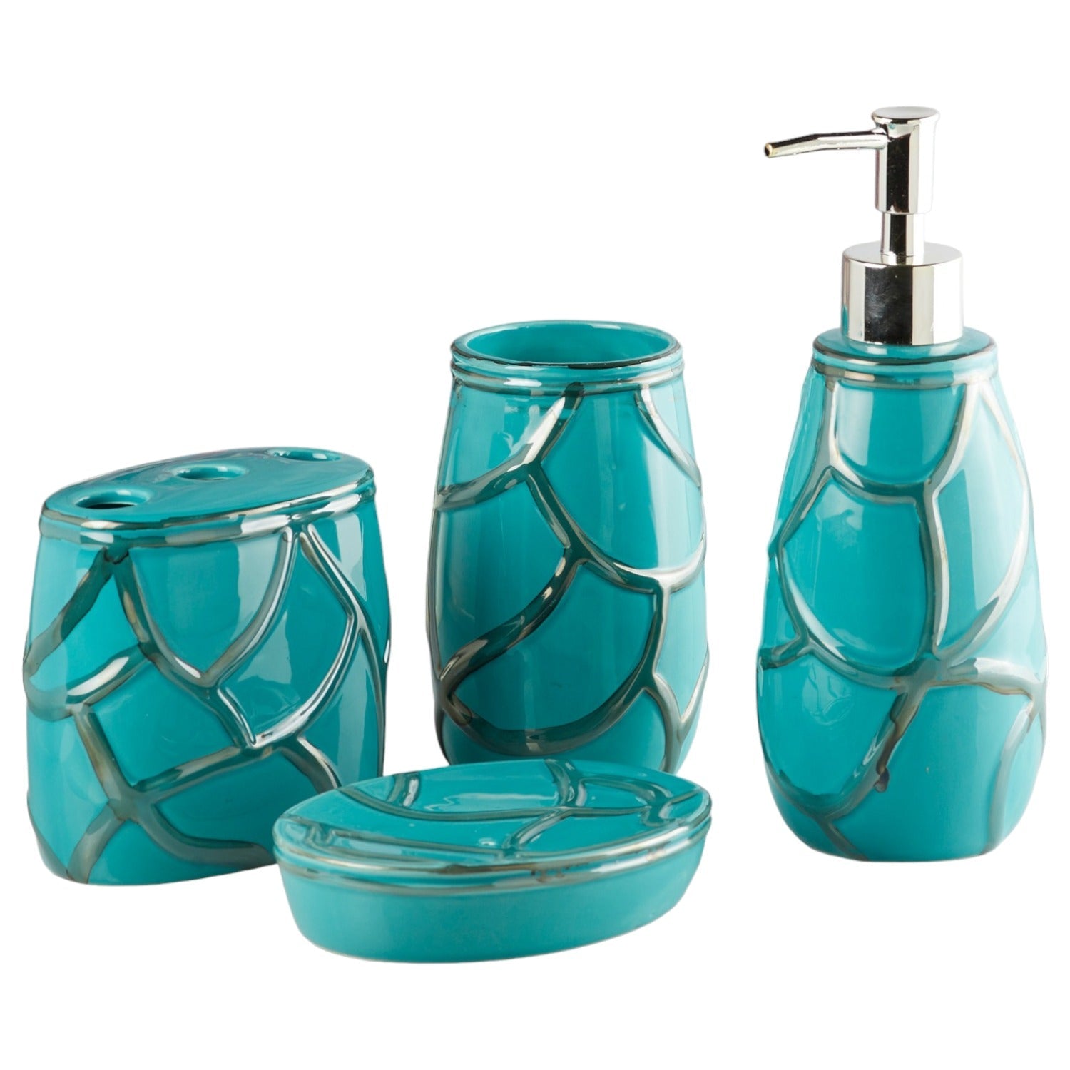 Ceramic Bathroom Set of 4 with Soap Dispenser (10260)