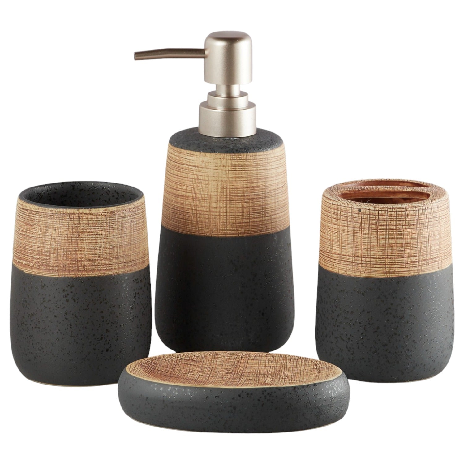 Kookee Ceramic Bathroom Sets, Black, ART10262