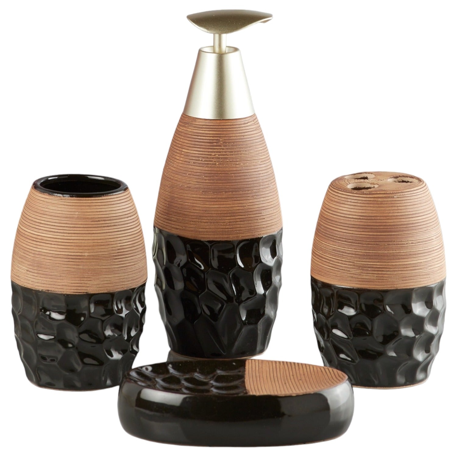 Ceramic Bathroom Set of 4 with Soap Dispenser (10264)
