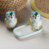 Ceramic Salt and Pepper Set with tray, Owl Design, Brown (10287)