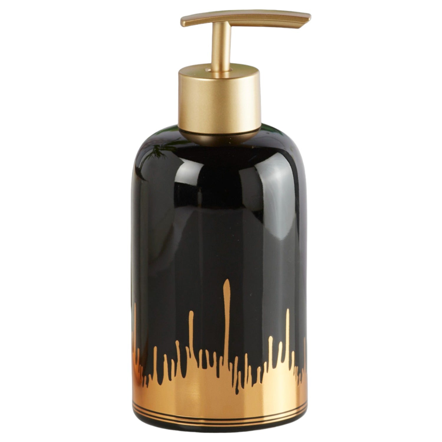 Ceramic Soap Dispenser for handwash for Bathroom, Black/Gold (V-CSD-004-1)