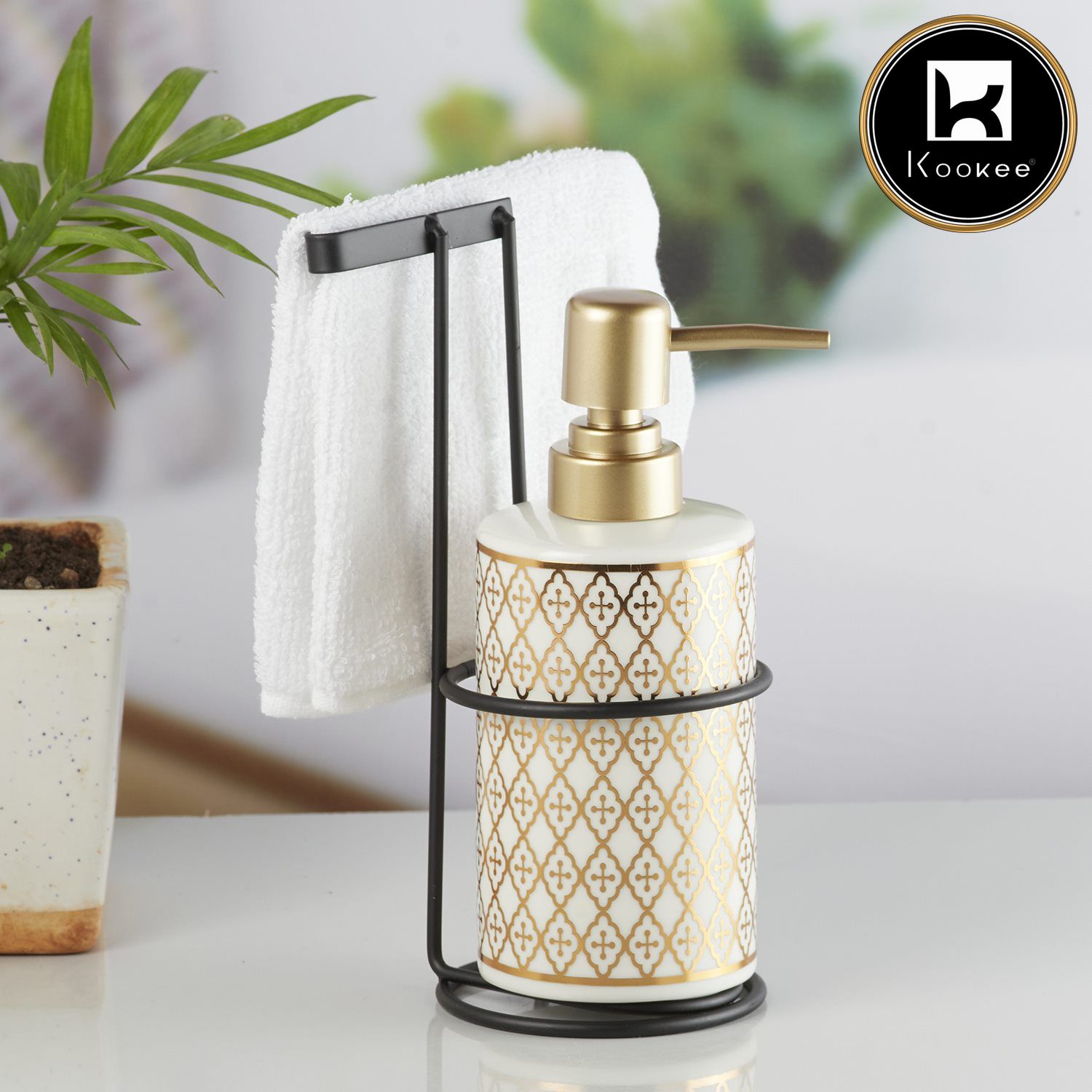 Kookee Ceramic Soap Dispensers, White, ART10293