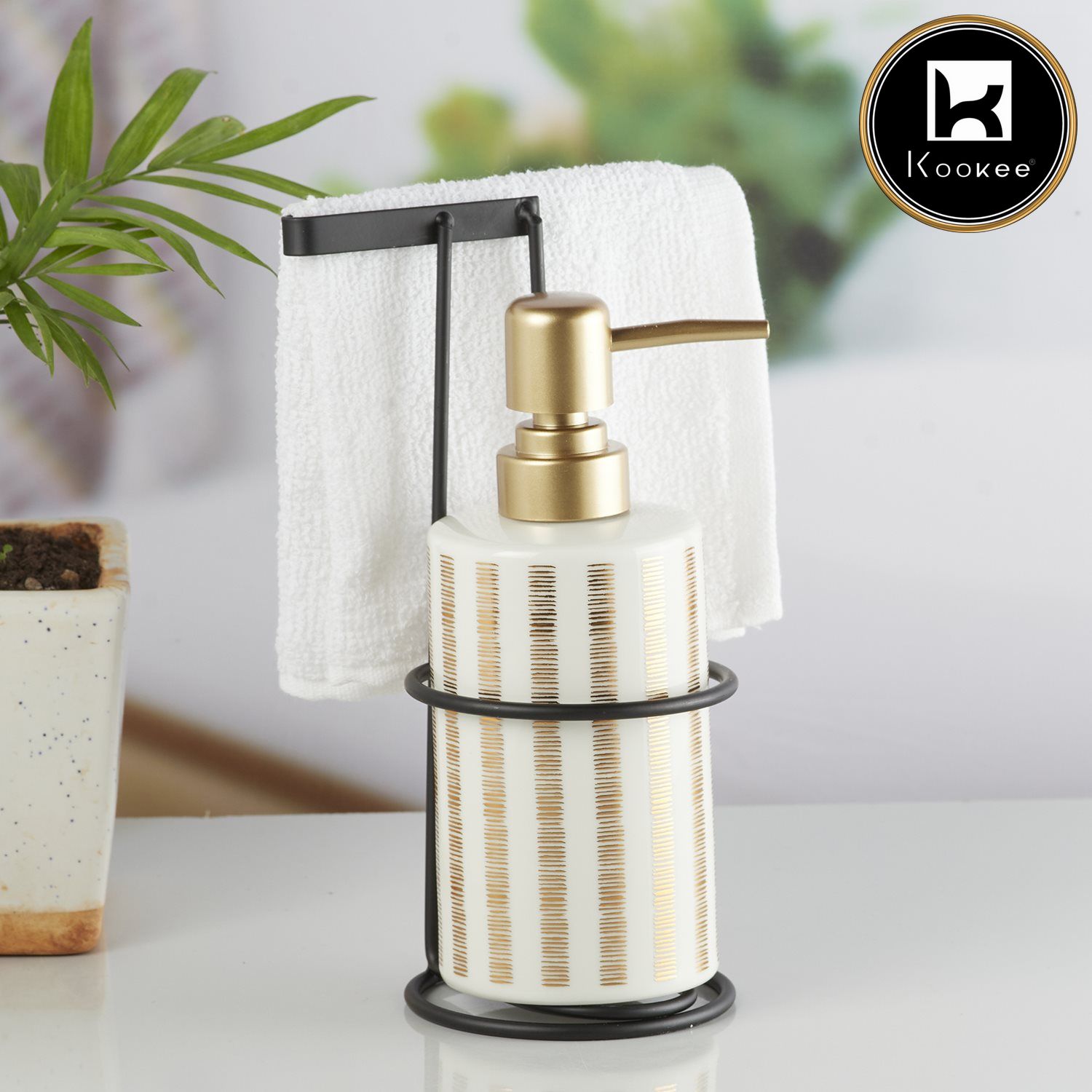 Kookee Ceramic Soap Dispensers, White, ART10295