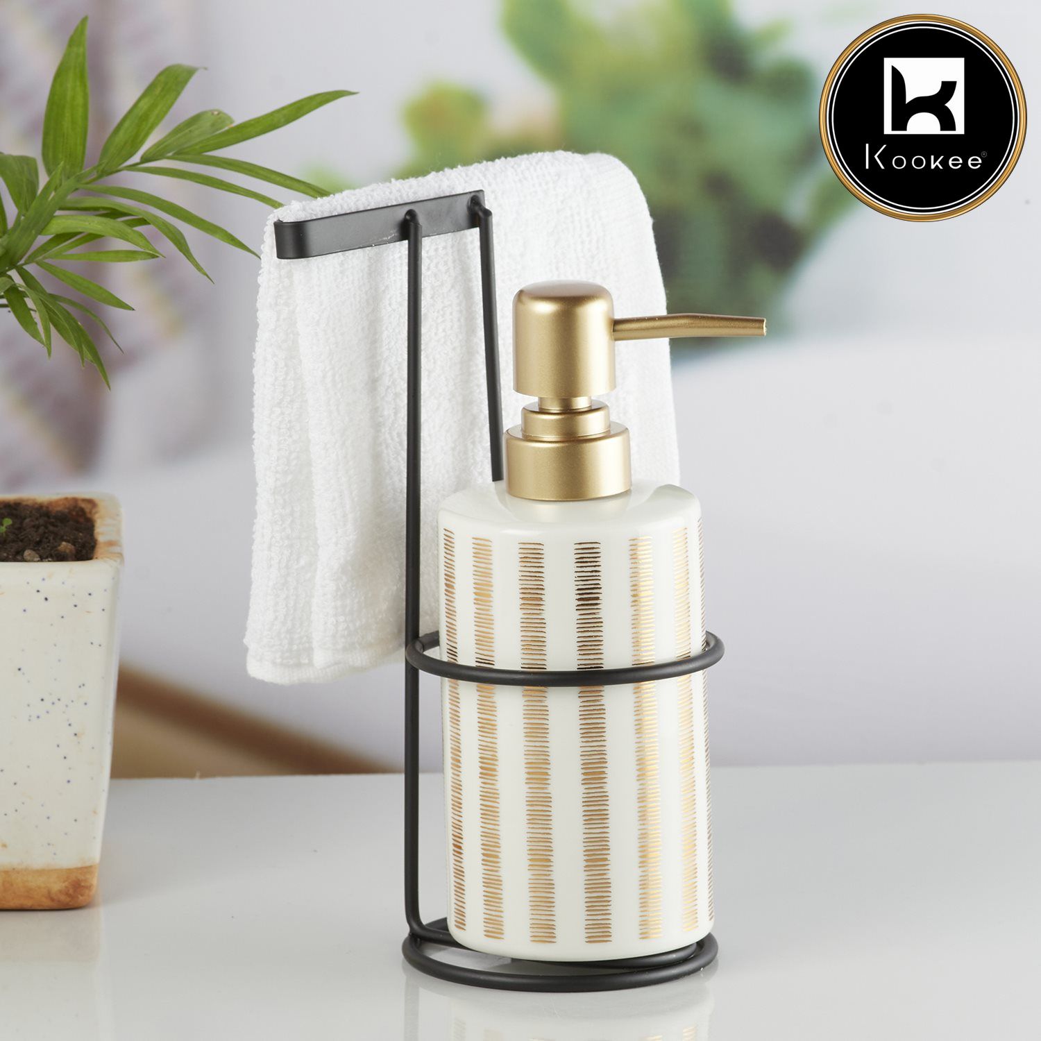 Kookee Ceramic Soap Dispensers, White, ART10295