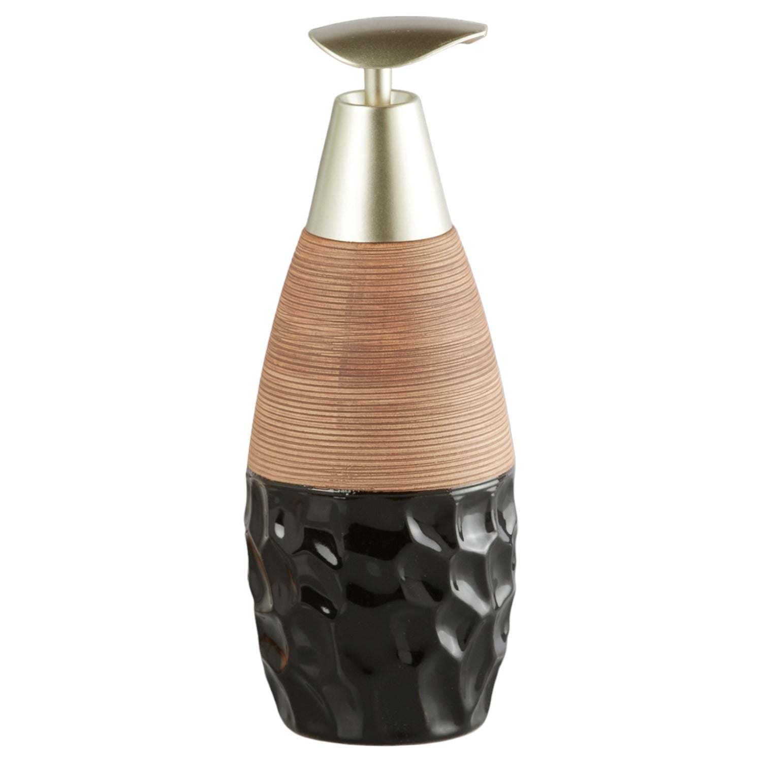Ceramic Soap Dispenser for handwash for Bathroom, Beige/Black (V-CSD-031)