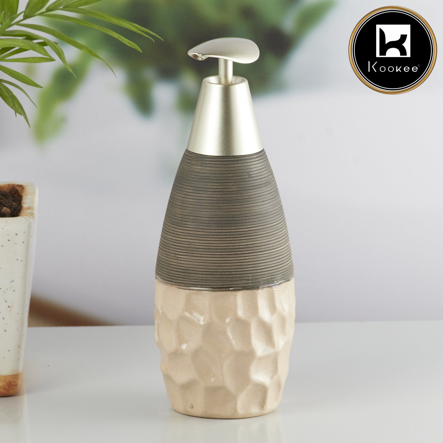 Kookee Ceramic Soap Dispensers, Beige, ART10298